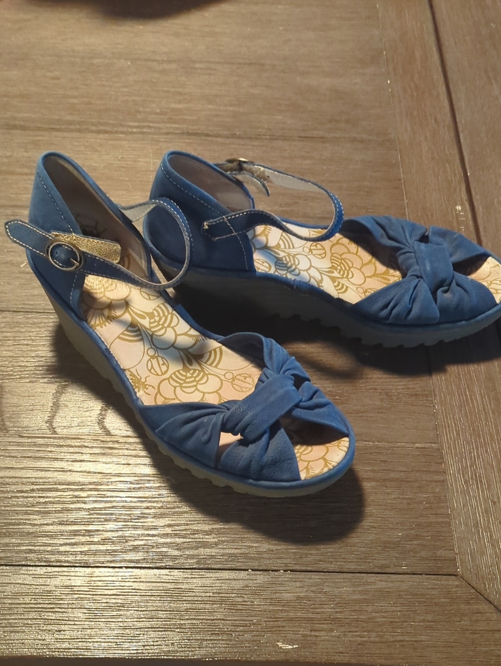 FLY LONDON Sandals 41 Womens 10 Yoel Wedge Sandals Cupid blue